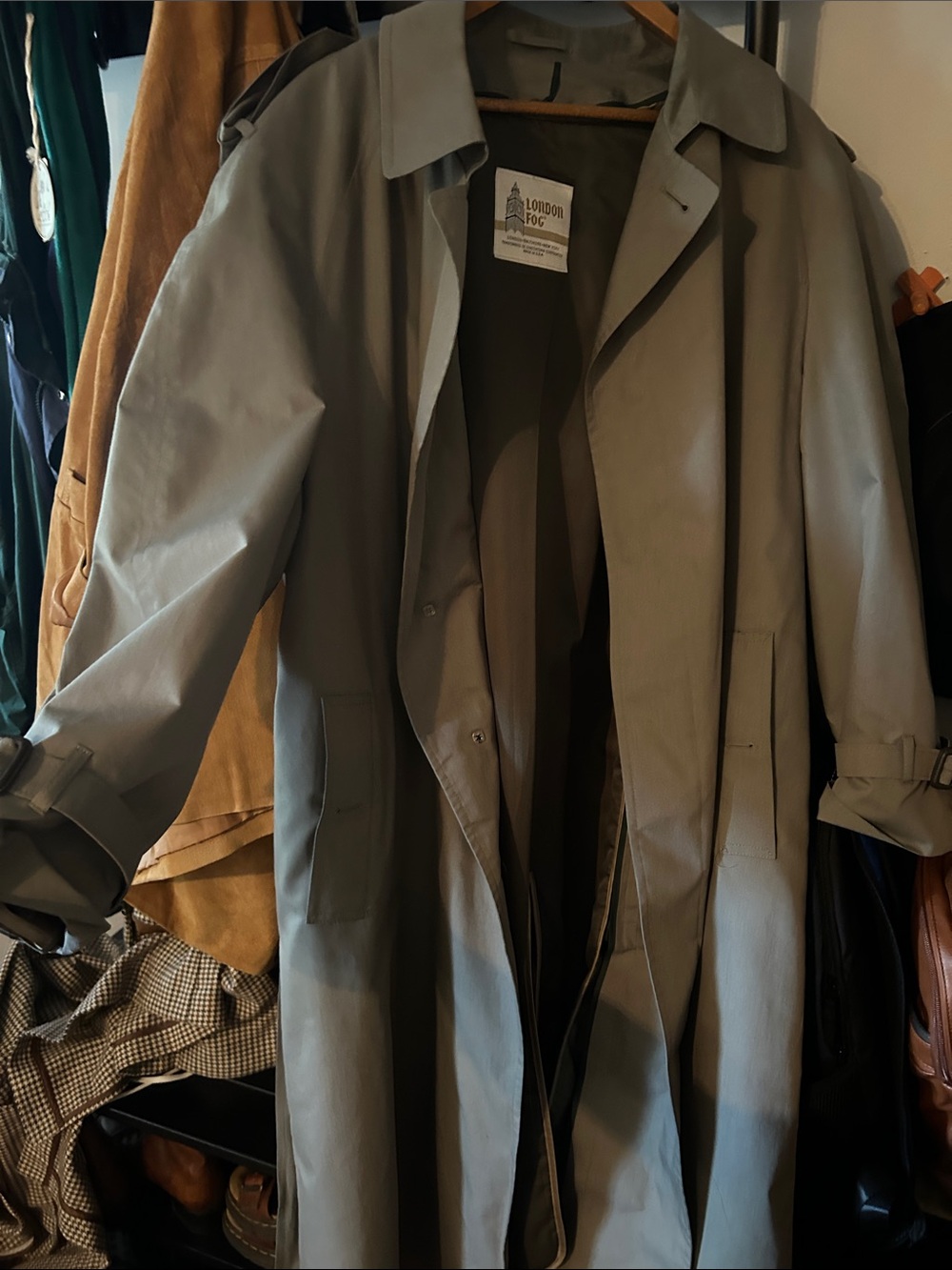 London Fog Men's Trench Coat in Sage Green